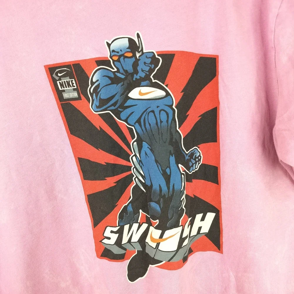Nike Graphic Tee Kids XL Superhero Swoosh Pink Cotton T-Shirt Unisex